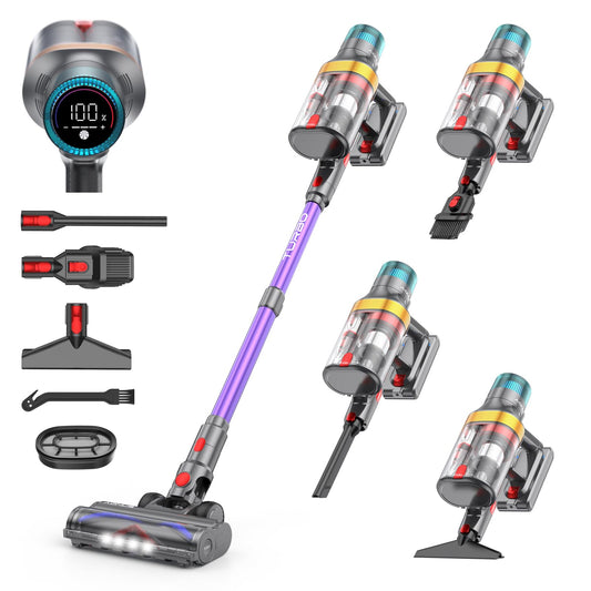 Vacdeal Cordless Vacuum Cleaner 600W – 58kPa Suction, 75-Minute Runtime, Dual 1.8L Dustbin